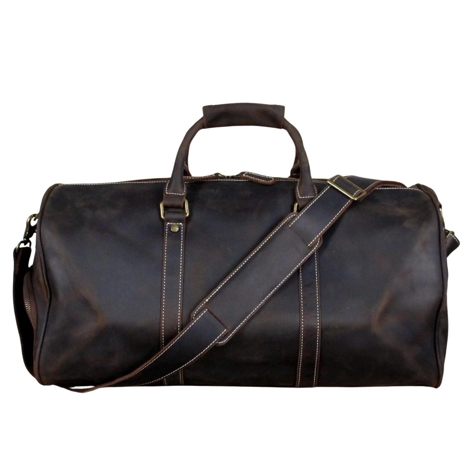 Dark Coffee Full Grain Crazy Horse Leather Duffel Bag Travel & Weekend Bag
