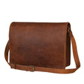 Full-Grain Distressed Leather Messenger Bag with Full Flap – 33 × 45 × 12 cm, Brown