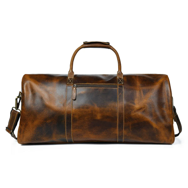 Caramel Top Grain Buffalo Leather Traveller Duffel Bag for Travel & Gym