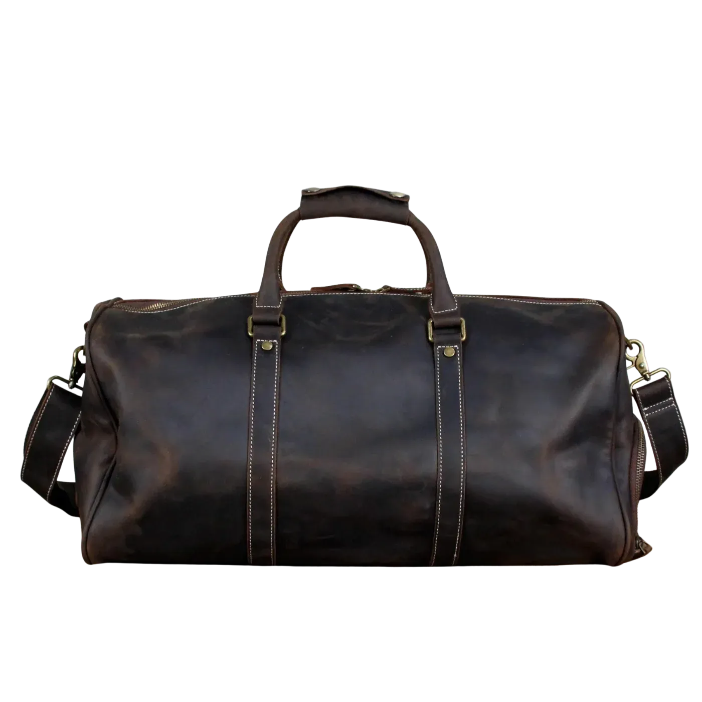 Dark Coffee Full Grain Crazy Horse Leather Duffel Bag Travel & Weekend Bag