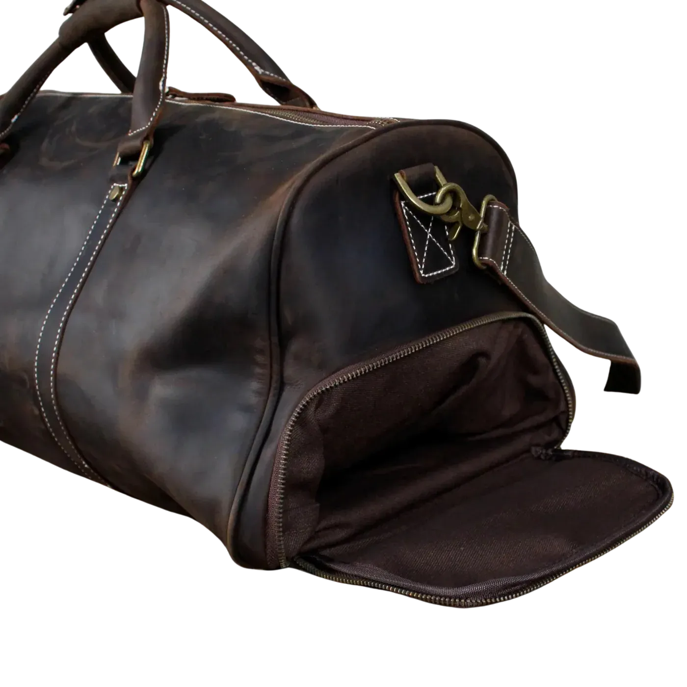 Dark Coffee Full Grain Crazy Horse Leather Duffel Bag Travel & Weekend Bag