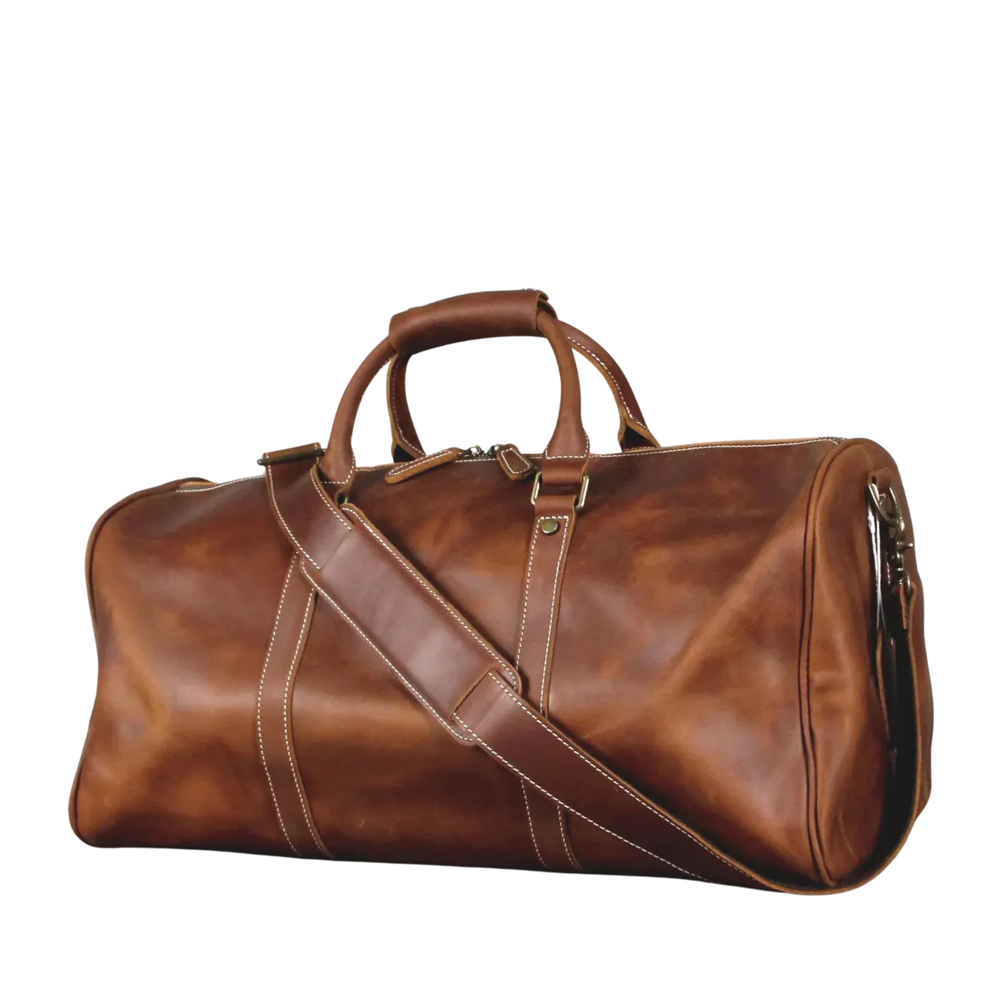 Vintage Brown Full Grain Crazy Horse Leather Duffel Bag Travel & Weekend Bag