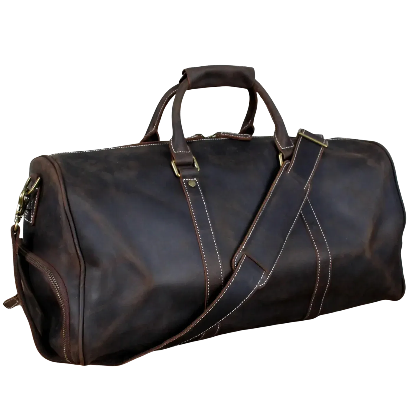 Dark Coffee Full Grain Crazy Horse Leather Duffel Bag Travel & Weekend Bag