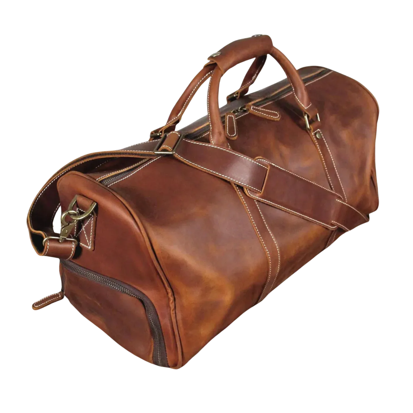 Vintage Brown Full Grain Crazy Horse Leather Duffel Bag Travel & Weekend Bag