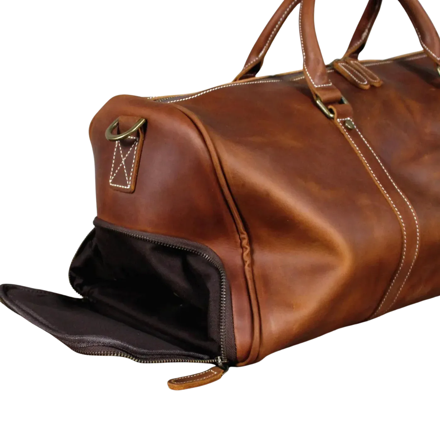 Vintage Brown Full Grain Crazy Horse Leather Duffel Bag Travel & Weekend Bag